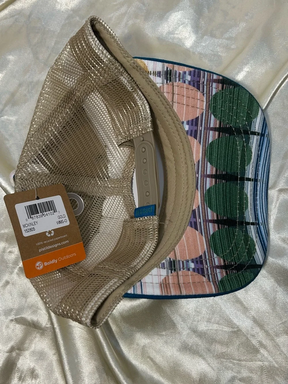 Pistil Blue & Gold Patterned Trucker Hat NWT
